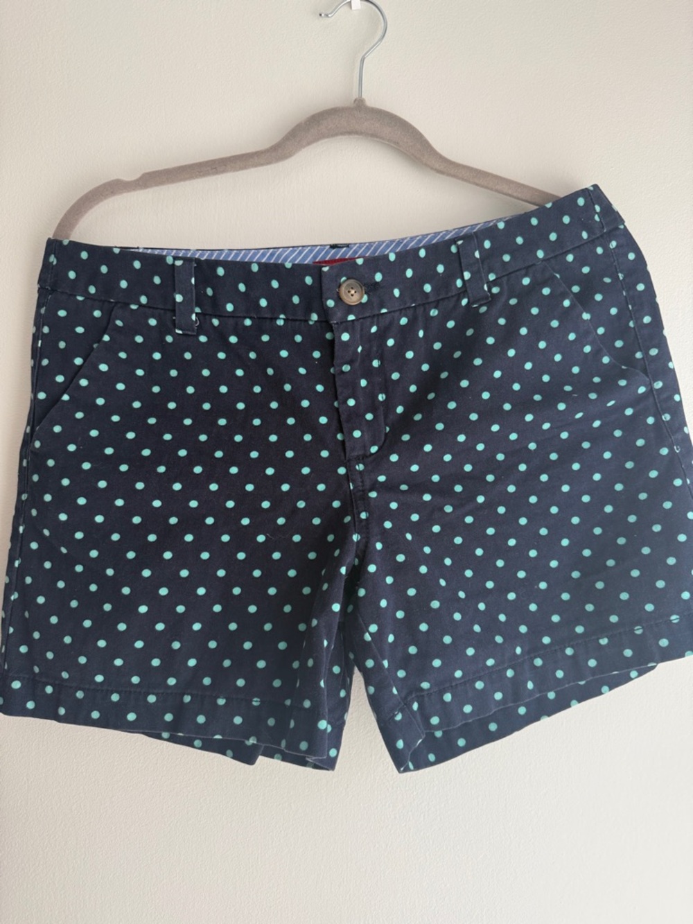 Merona size 10 cotton Women’s Navy Polka Dot Shorts - Mint Dot Print